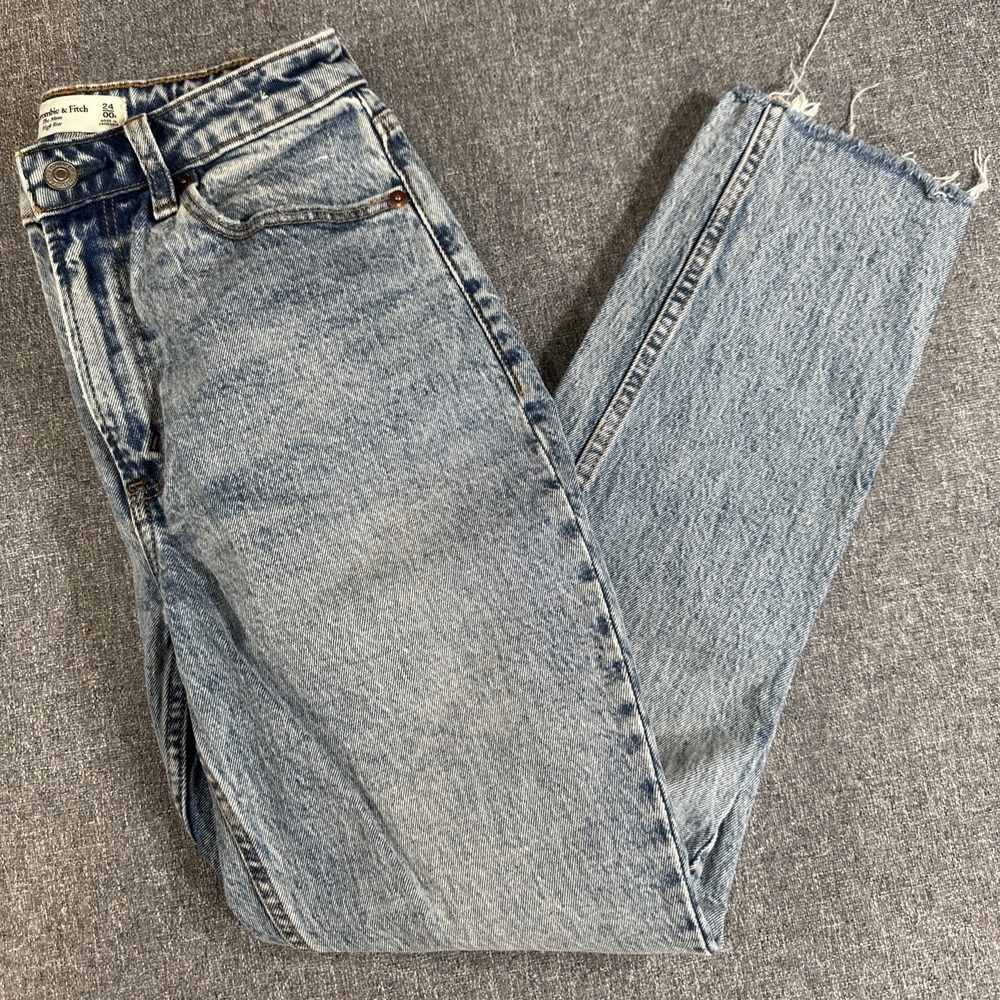 Abercrombie & Fitch The Mom High Rise Jeans Womens‎ 24 Acid Wash